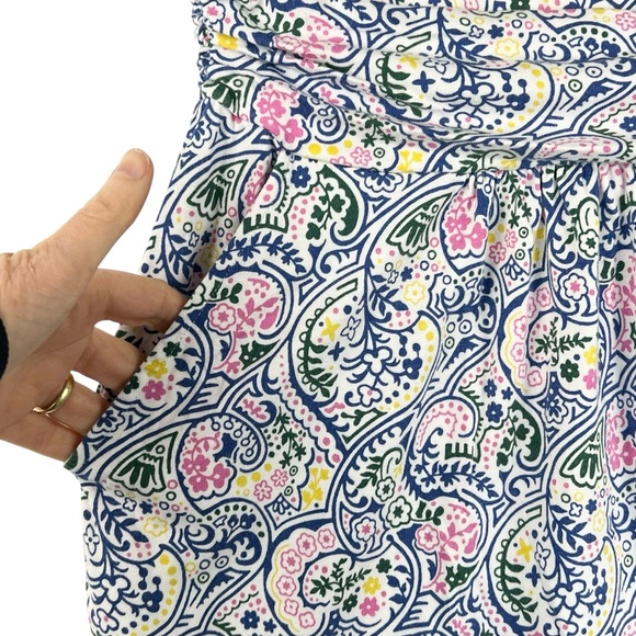 Boden Margo Floral Paisley Dress Sz 6 Blue Pink Jersey Knit - Picture 6 of 13